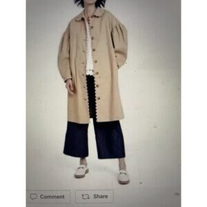 Kika Vargas Scallop Edge Tan Trench Coat Small